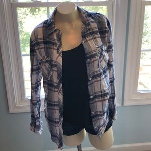 Medium, red white & blue button up flannel top